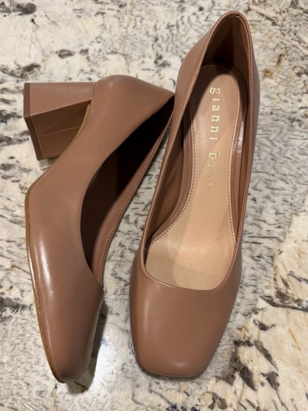 Gianni Bini Blush Nude Taupe Block Heel Pumps - Picture 3 of 8